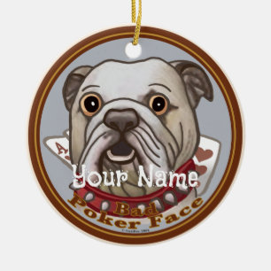 Adorno De Cerámica Cara de póker de Bulldog