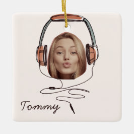 Adorno De Cerámica Cara divertida | Nombre de la foto Escuchar el Div