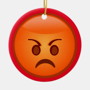 Adorno De Cerámica Cara enojada de la emoji