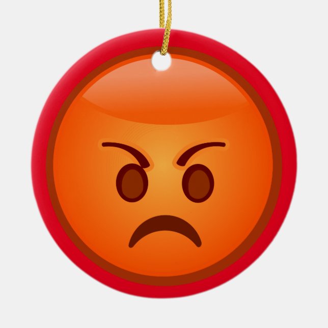 Adorno De Cerámica Cara enojada de la emoji (Frente)
