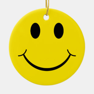 Adorno De Cerámica Cara Feliz Amarilla Clásica de los 70