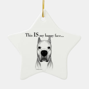Adorno De Cerámica Cara Feliz de Dogo Argentino