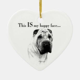 Adorno De Cerámica Cara feliz de Shar Pei del chino