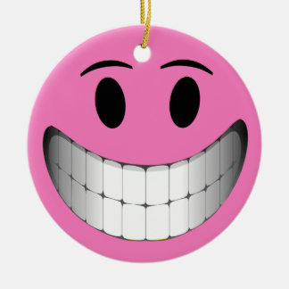 Adorno De Cerámica Cara grande rosada de la sonrisa