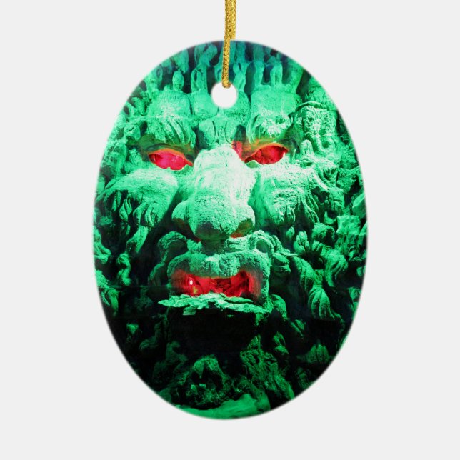 Adorno De Cerámica Cara mascarada aterradora en roca (Frente)