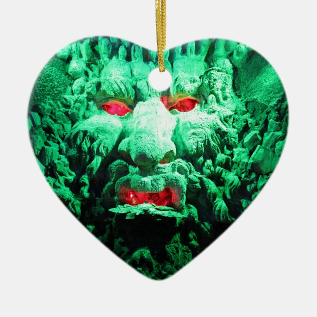 Adorno De Cerámica Cara mascarada aterradora en roca (Frente)