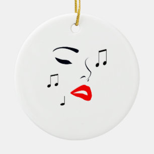 Adorno De Cerámica Cara musical femenina
