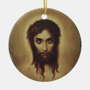 Adorno De Cerámica Cara sagrada de Jesucristo