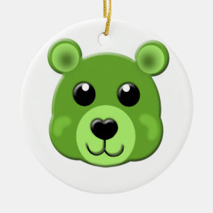 Adorno De Cerámica cara verde del oso de peluche