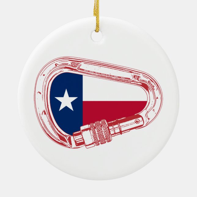 Adorno De Cerámica Carabiner de escalada de bandera de Texas (Atrás)