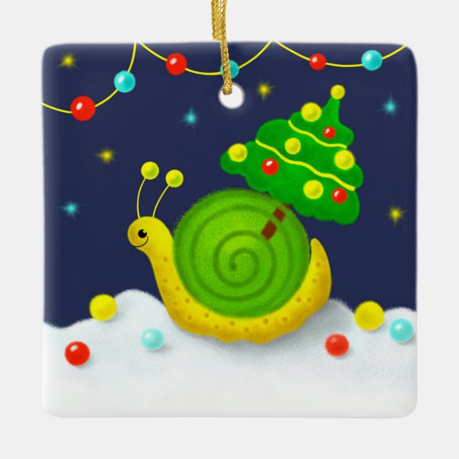 Adorno De Cerámica Caracol con árbol de Navidad (Anverso)