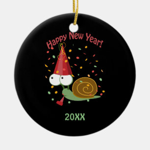 Adorno De Cerámica Caracol de la Feliz Año Nuevo