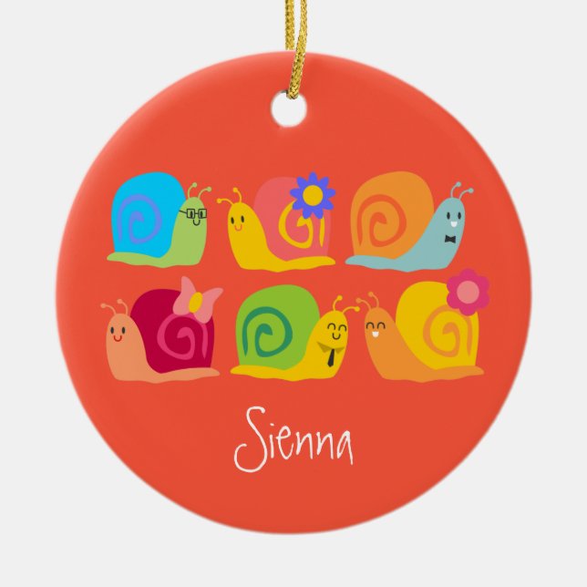 Adorno De Cerámica Caracoles felices lindos (Frente)