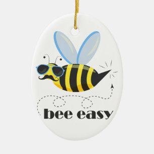 Adorno De Cerámica Carácter de abeja con gafas de sol bigote Bee Fáci