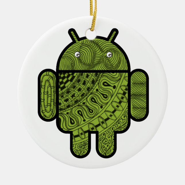 Adorno De Cerámica Carácter Pancho Doodle para el robot Android™ (Frente)