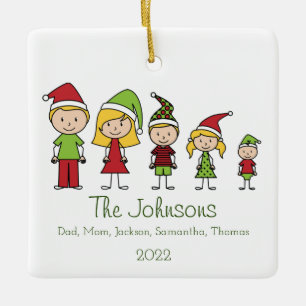 Adorno De Cerámica Caracteres de la familia navidades Cute personaliz