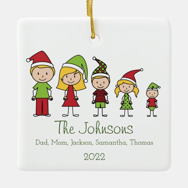 Adorno De Cerámica Caracteres de la familia navidades Cute personaliz (Anverso)