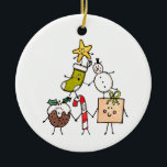 Adorno De Cerámica Caracteres de Navidades personalizados de mensajes<br><div class="desc">La decoración de este colgante de cerámica Navidad personalizada incluye el "equipo de Navidades". Un grupo de lindos personajes de Navidades pequeños que adoran divertirse y hacer travesuras a los Navidades. El equipo incluye a Snowman,  Navidades Stocking,  Star,  Navidades Pudding,  Present y Candy Cane.</div>