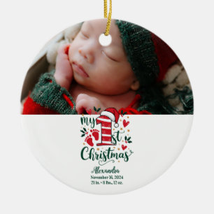 Adorno De Cerámica Caramelo de Navidad Bebé 1er Navidad