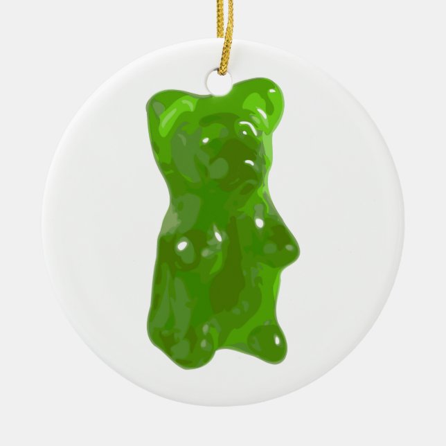 Adorno De Cerámica Caramelo gomoso verde del oso (Frente)