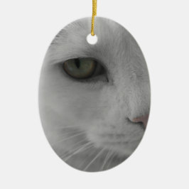 Adorno De Cerámica Caras de gatos blancos y negros