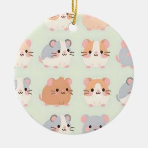 Adorno De Cerámica Caras de hámster lindas patrón pastel kawaii