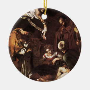 Adorno De Cerámica Caravaggio - natividad con St Francis y St