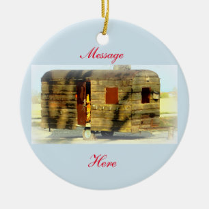 Adorno De Cerámica Caravana de madera clásica de época