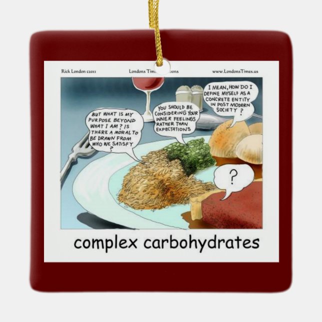 Adorno De Cerámica Carbohidratos complejos Filosofía Foodie Comic (Anverso)