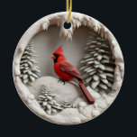 Adorno De Cerámica Cardenal en Winter Wonderland<br><div class="desc">Trae la belleza del invierno a tu casa con este impresionante ornamento cardinal. El rojo vibrante del cardenal se destaca contra el fondo blanco nevado,  creando una escena verdaderamente mágica. Ideal para añadir un toque de naturaleza a la decoración Navidad.</div>