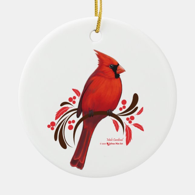 Adorno De Cerámica Cardenal masculino (Frente)