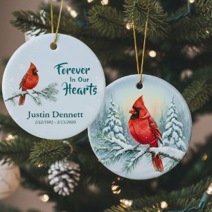 Adorno De Cerámica Cardenal Por Siempre En Nuestros Corazones Navidad