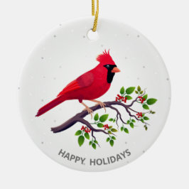 Adorno De Cerámica Cardenal rojo de Navidad