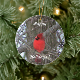 Adorno De Cerámica Cardenal rojo Ornament