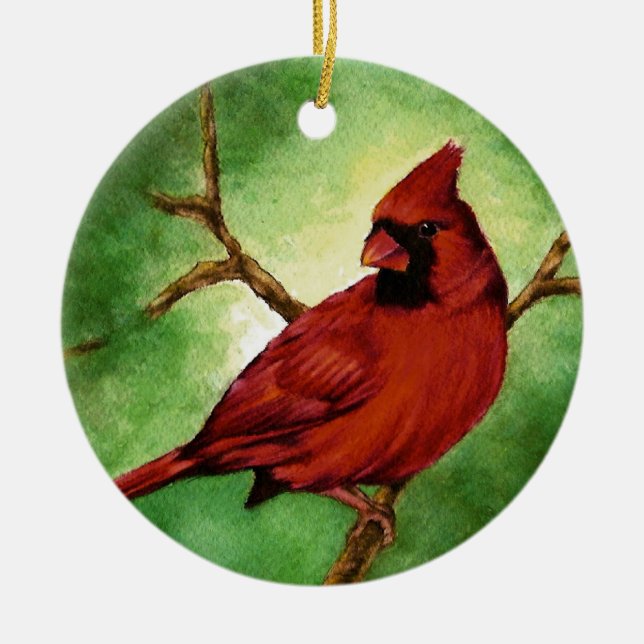 Adorno De Cerámica Cardenal rojo Ornament (Frente)