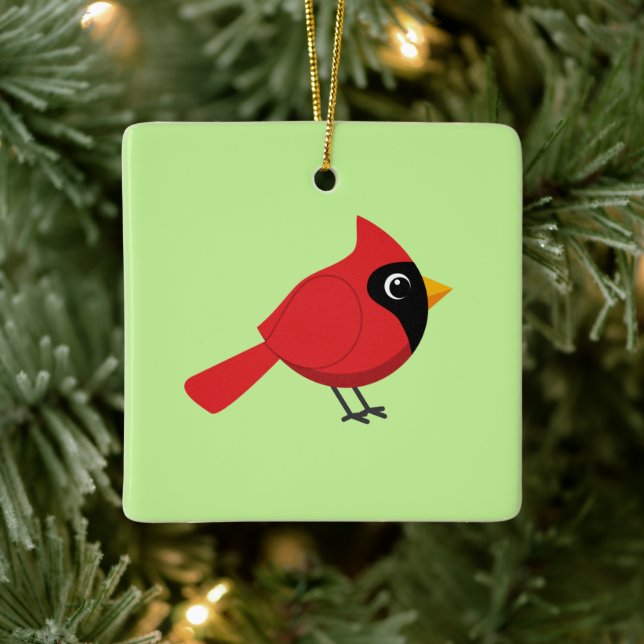 Adorno De Cerámica Cardenal rojo Personalizado con flores (Árbol)