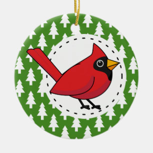 Adorno De Cerámica Cardenal rojo personalizado sobre el patrón de los