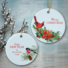 Adorno De Cerámica Cardenal rojo Poinsettia