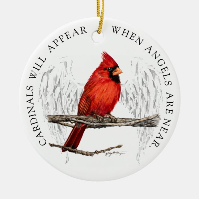 Adorno De Cerámica Cardenales Aparecer cuando los ángeles son (Frente)