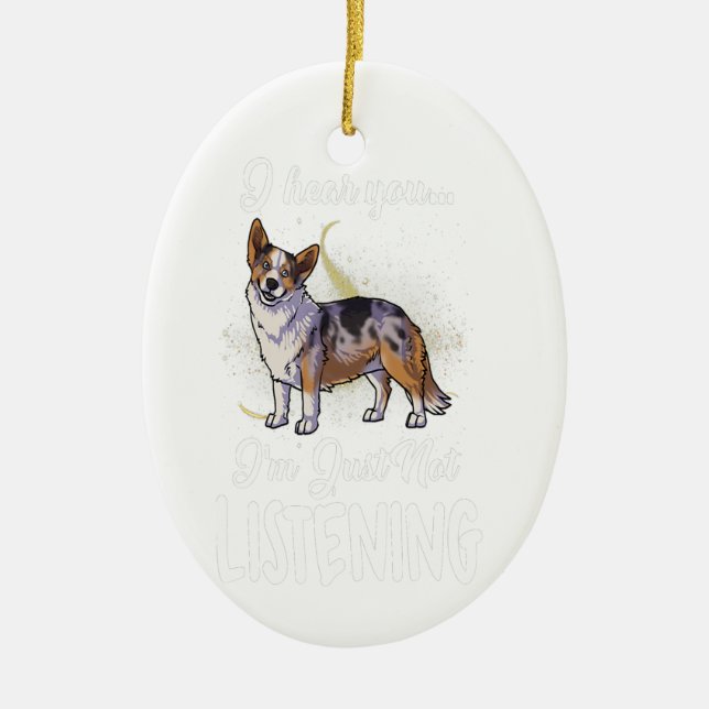 Adorno De Cerámica Cardigan Welsh Corgi Oí Que No Escuchabas (Frente)