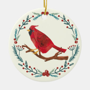 Adorno De Cerámica Cardinal Elegante Personalizado Dibujado a Mano