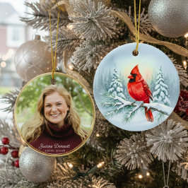 Adorno De Cerámica Cardinal Photo Memorial Custom Christmas in Heaven