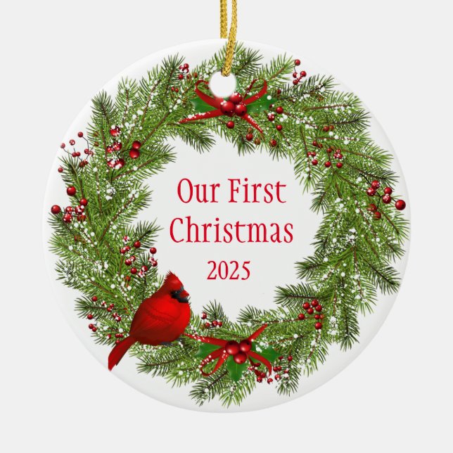 Adorno De Cerámica Cardinal Wreath    (Frente)