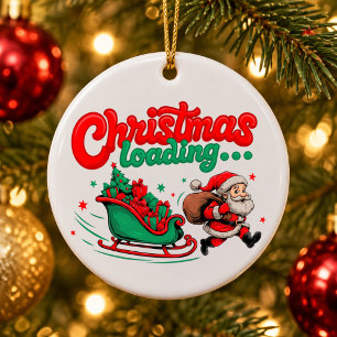 Adorno De Cerámica Carga de Navidad Trineo de Santa Regalos Corriendo