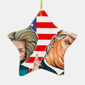 Adorno De Cerámica Caricatura del triunfo y de Hillary