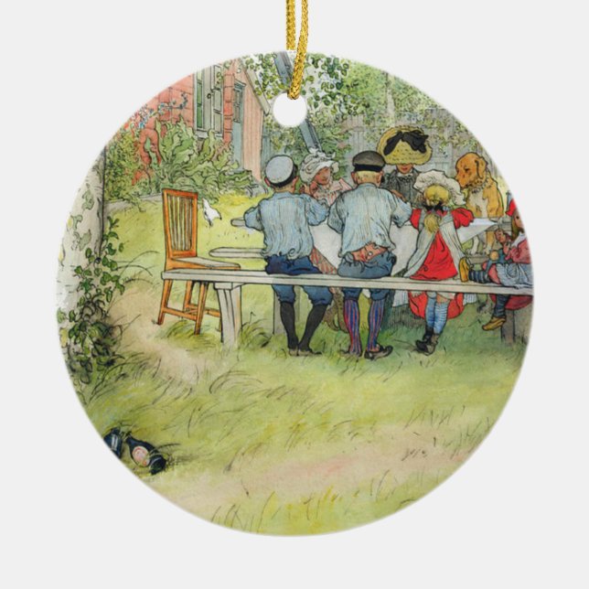 Adorno De Cerámica Carl Larsson Desayuno Bajo El Big Birch (Frente)