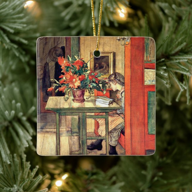 Adorno De Cerámica Carl Larsson - Lisbeth Reading, pintura famosa, (Árbol)