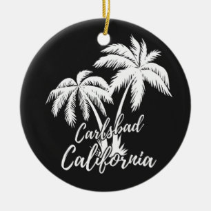 Adorno De Cerámica Carlsbad California Beach Palm Trees