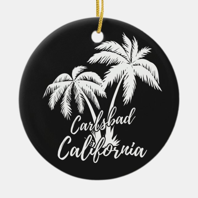 Adorno De Cerámica Carlsbad California Beach Palm Trees (Frente)
