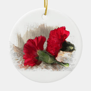 Adorno De Cerámica Carnations en Brocade